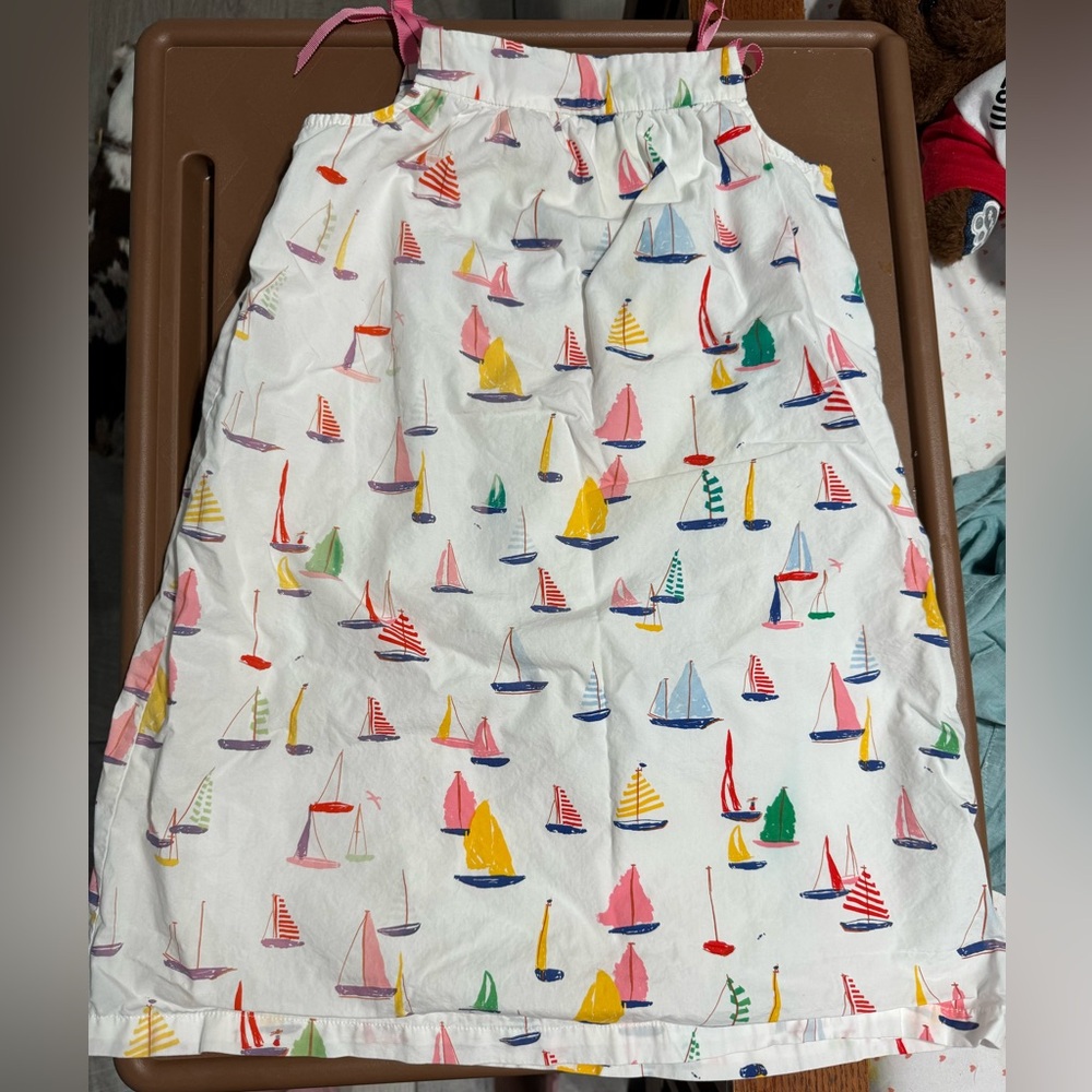 Hanna Andersson 130 Girls‎ 8 white Nautical Dress Sundress Ship Boat summer